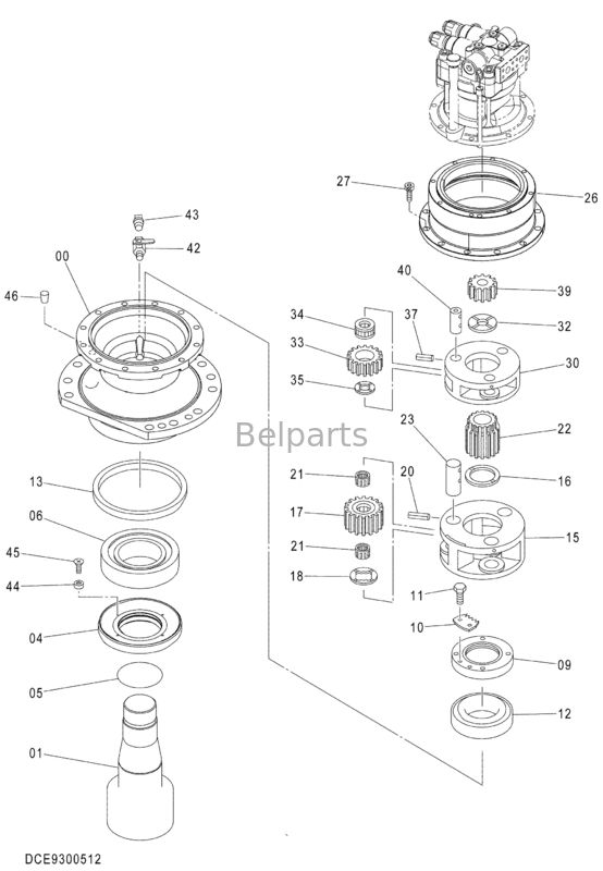 Réduction Assy For Hitachi d'oscillation de Machine Swing Gearbox ZX470LC-5G 9300512 d'excavatrice