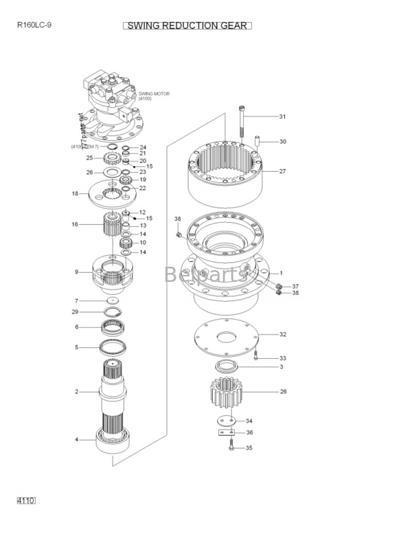 Petite boîte de vitesse d'oscillation de l'Assy 31Q6-10140 de réduction d'oscillation de l'excavatrice R160LC-9 R210LC-9 pour Hyundai