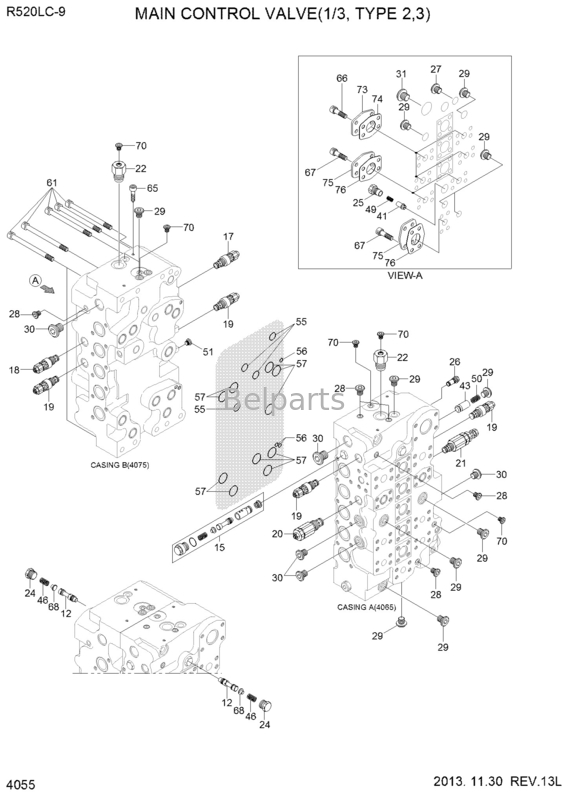 R520-9 excavatrice Hydraulic Control Valve pour la soupape de commande de canalisation de Hyundai 31QUARTERBACK-17100