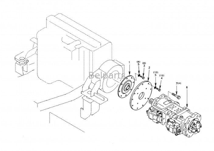 Belparts Excavator  360 ec360 ec210blc ec460 pompe hydraulique principale assy SA 7220-00700