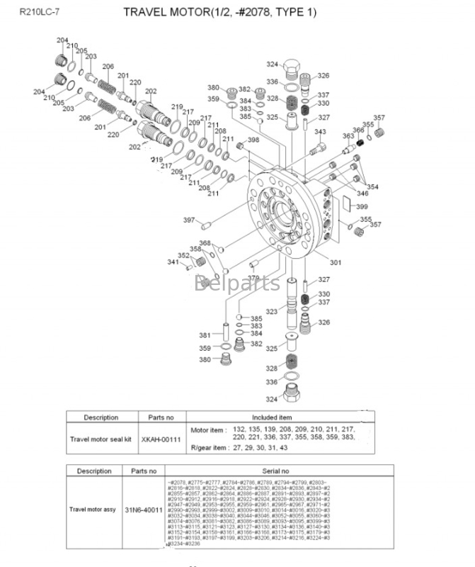 Moteur de voyage de Final Drive To Hyundai 210 Lc7 R210 Lc-7 R210lc-7 d'excavatrice de Belparts soutenant 31N6-40010