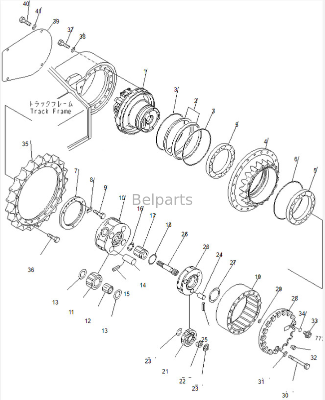 Excavatrice Belparts Pc220-6 Entraînement final 708-8F-00121 Moteur de voyage Assy