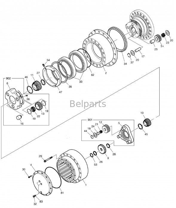 Réducteur de voyage de Travel Gearbox DH370-7 DH370-9 DX380LC d'excavatrice de Belparts K1033688
