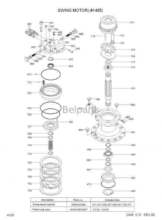 Assy de moteur d'oscillation de Slewing Motor R320-7 d'excavatrice de Belparts 31N8-12010 31N9-10131 pour Hyundai