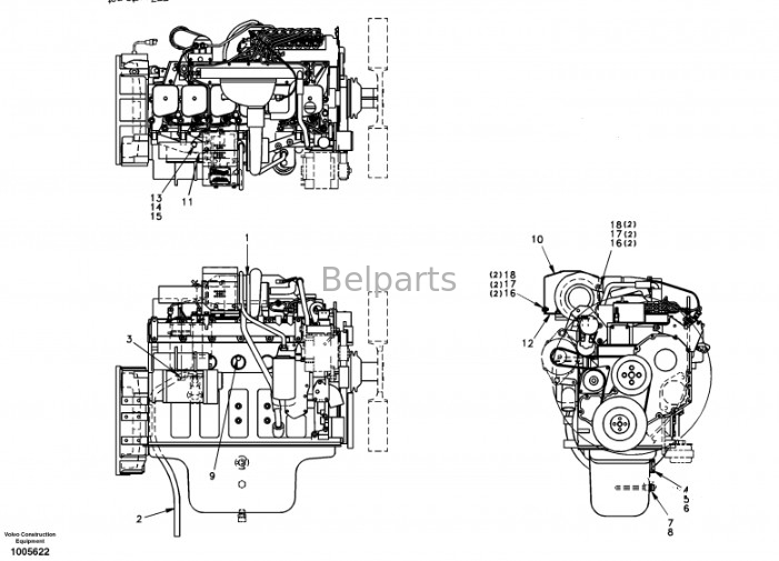 Assemblée SA 1111-00313 de moteur diesel de Part Engine Assy EC210 D6D d'excavatrice de Belparts