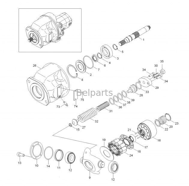 Pompes hydrauliques pour les excavateurs R55-7 R60 31M8-10020