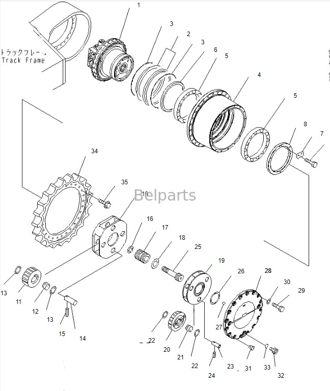 Parties de l'excavatrice moteur de déplacement Assy Pour Komatsu PC450-8 Le moteur final Assy 208-27-00243