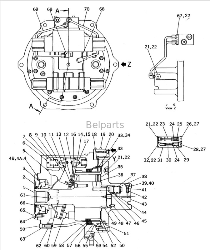 Excavateur moteur de déplacement Assy Pour Komatsu PC650-7 Drive final Assy 209-60-63502 209-60-63501