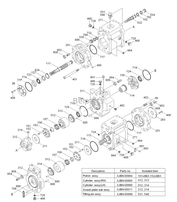 Pièces de béton pour une pompe hydraulique Hyundai R450c 31NB-10010 31NB-10020 31NB-10022