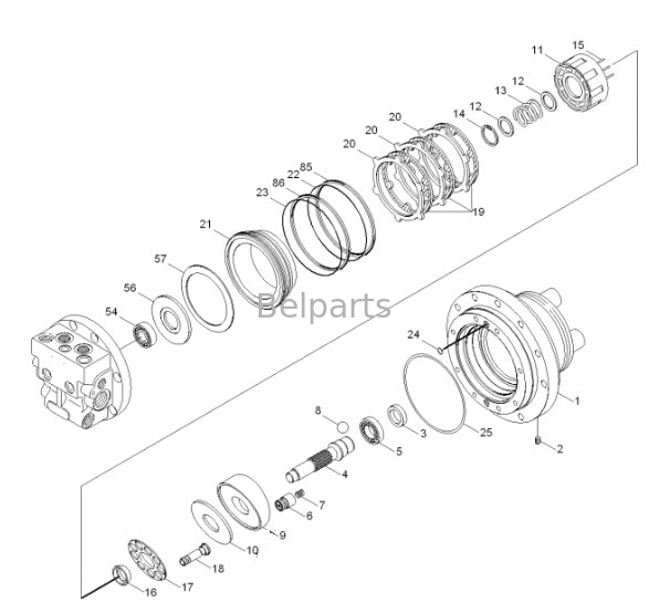 R55-7 R55-7A Le moteur final Assy Belparts Excavator Moteur de voyage Assy 31M8-40010 31M8-40020 Pour Hyundai