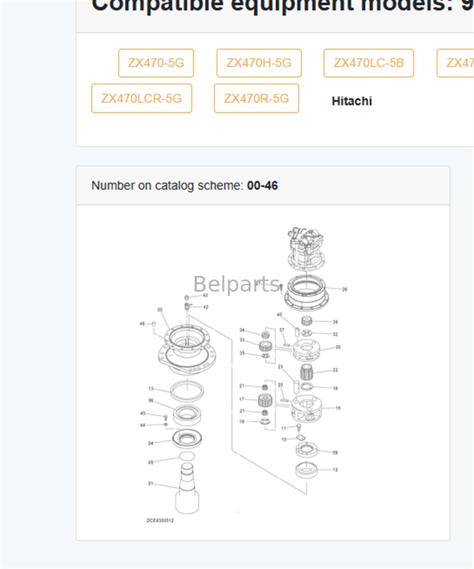Boîte de vitesses de basculement ZX470 Boîte de vitesses de réduction de vitesses 9300512 Pour Hitachi