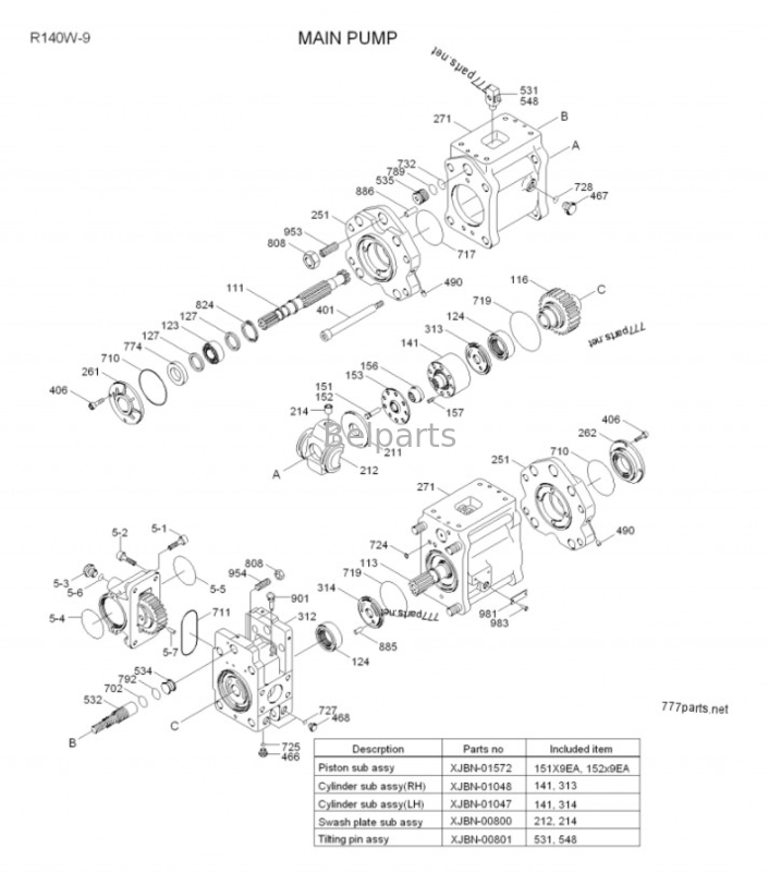 Pièces pour excavatrice Pièces de pompe principale hydraulique 31Q4-15020 Pour Hyundai R150W-9 R140W-9