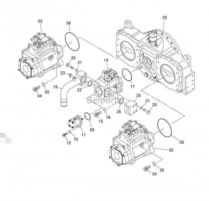 Excavateur Hitachi ZX850-3 ZX650-3 4635645 pompe hydraulique pour K3V280