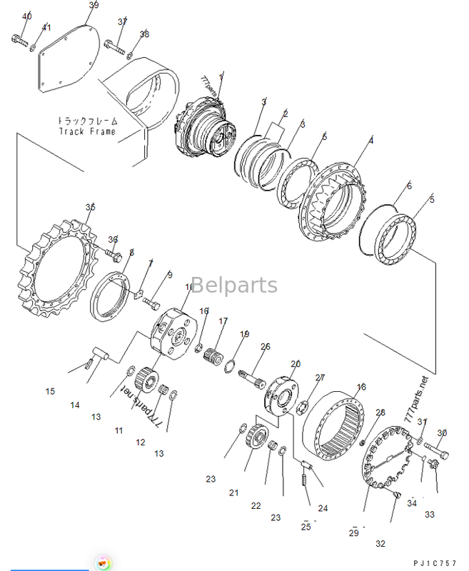 Belparts exacavtor PC300-7 207-27-71140 708-8H-00320 Pièces de rechange pour roulement de réducteur de translation d'excavatrice