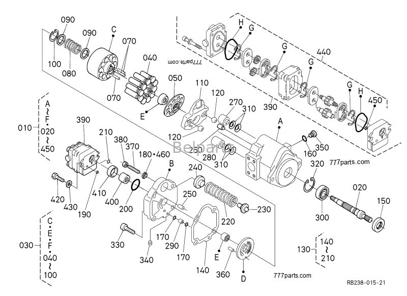 Kubota U17-3a KX41-3 KX018-4 Pompe hydraulique PVD-00B-15P-5G3-4982A OEM RB238-61112 RB238-61110 RG138-61110 RG138-61114 RG138-61113 Mini pièces d'excavatrice
