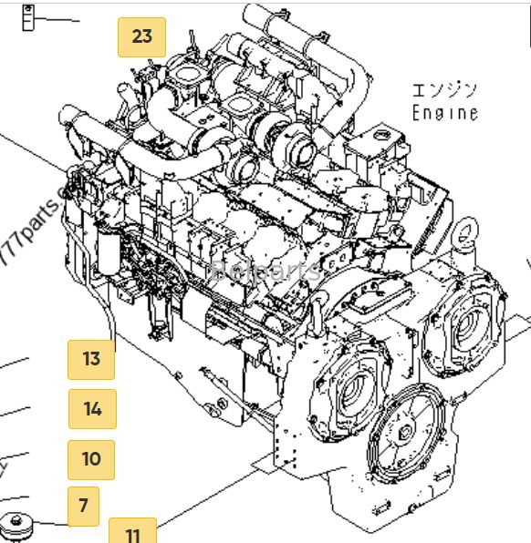 Assemblage de moteur diesel CUMMINSS SAA12V140E-3C-02 Pour la pelle KOMATSU PC2000-8