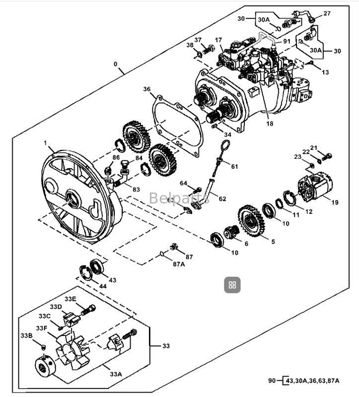Pompe hydraulique principale John Dere 200DLC 200D LC 9262320 PG200134, pièces d'excavatrice adaptées Belparts