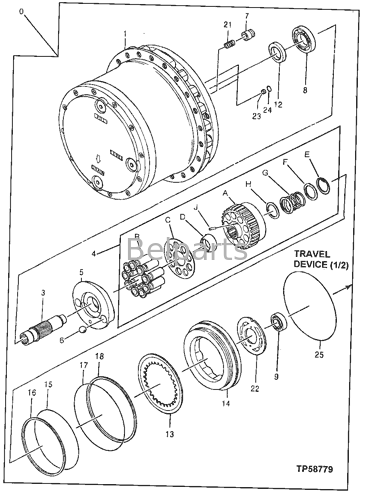 Réducteur de moteur de voyage hydraulique, pièce d'excavatrice à entraînement final Deere 160LC AT183684 AT218124 4359799 4359799EX