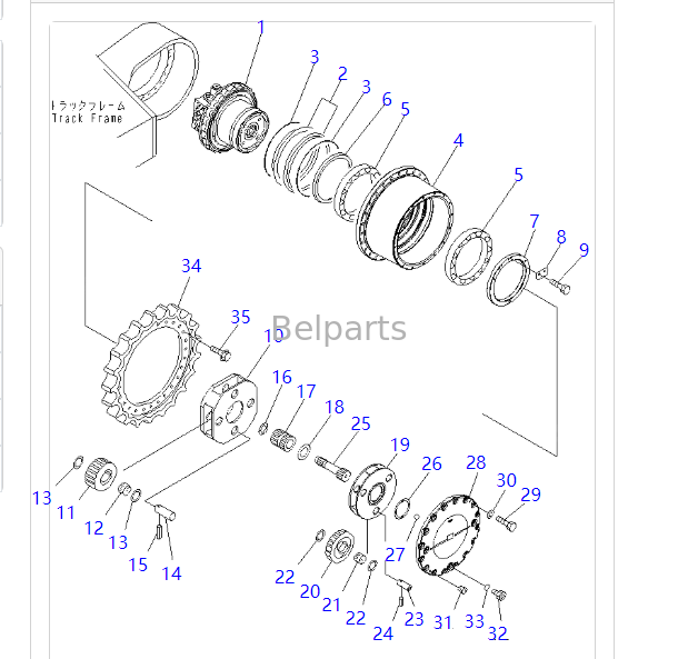 Entraînement final pour pelle KOMATSU PC400-7 PC400-8 PC450-7 PC450-8 LC, moteur de piste de voyage avec réducteur, 208-27-00311 208-27-00312