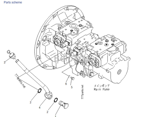 Comatsu PC400-7 708-2H-00022 708-2H-00450 708-2H-00460 Pompe principale hydraulique pour pièces de mini-pelles