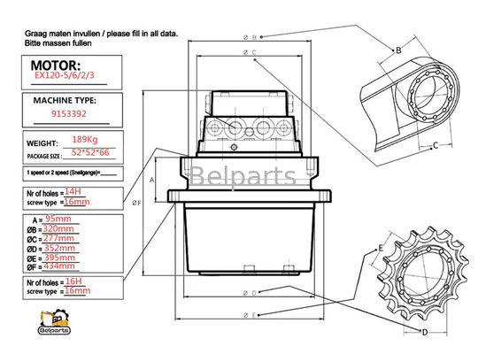 Pièces détachées pour excavateur EX120-5 EX120-6 EX120-2 EX120-3 Disque final pour 9150030 Hitachi