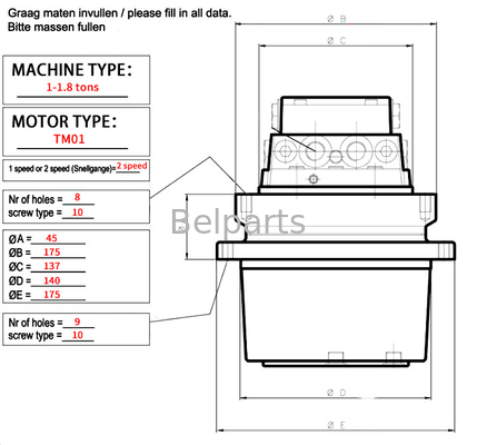 Pièces pour excavatrice TM01 PC14 PC15 U15-3 Pour le moteur final Komatsu