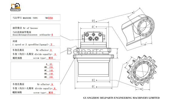Moteur hydraulique pour excavateur MAG18VP-230 kubota20 B17.2 B19 B18EX VIO25 VIO30 VIO20.2 pour le TM02B